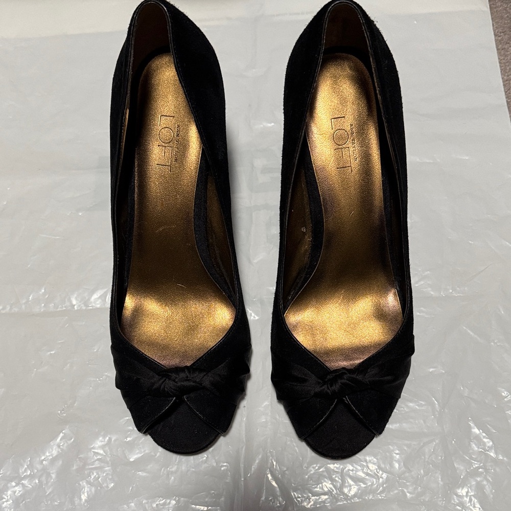 LOFT Black Heels with Gold Interior